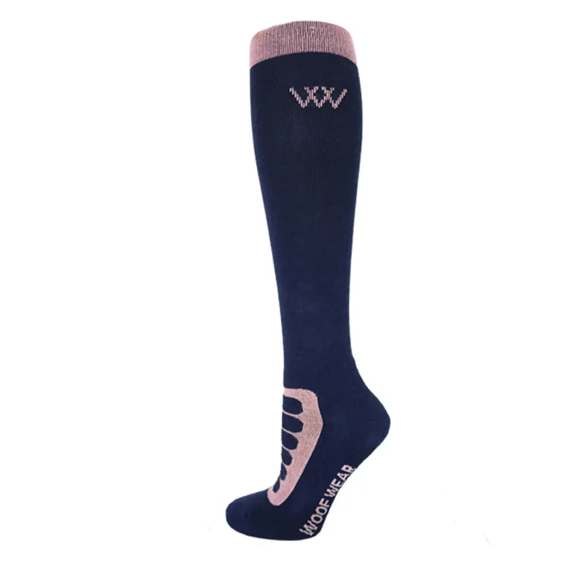 Woof Wear Long Bamboo Tech Riding Sock - Navy/Rose