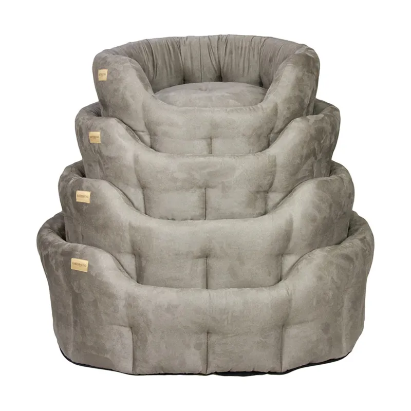 Earthbound Round Faux Suede Bed - Pewter