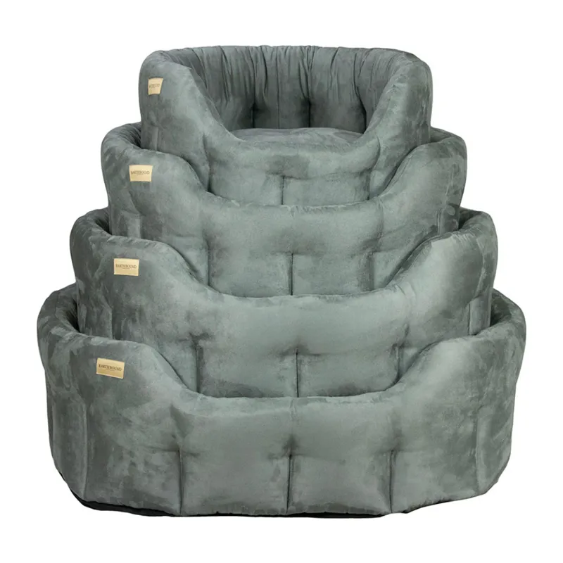 Earthbound Round Faux Suede Bed - Grey