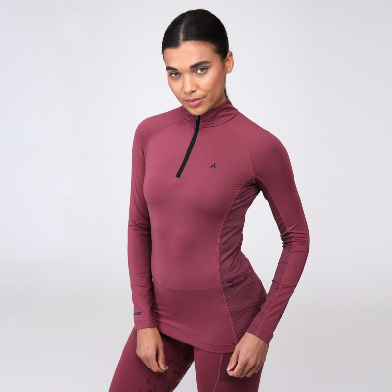 Aubrion Ladies React Long Sleeve Base Layer - Mauve-2