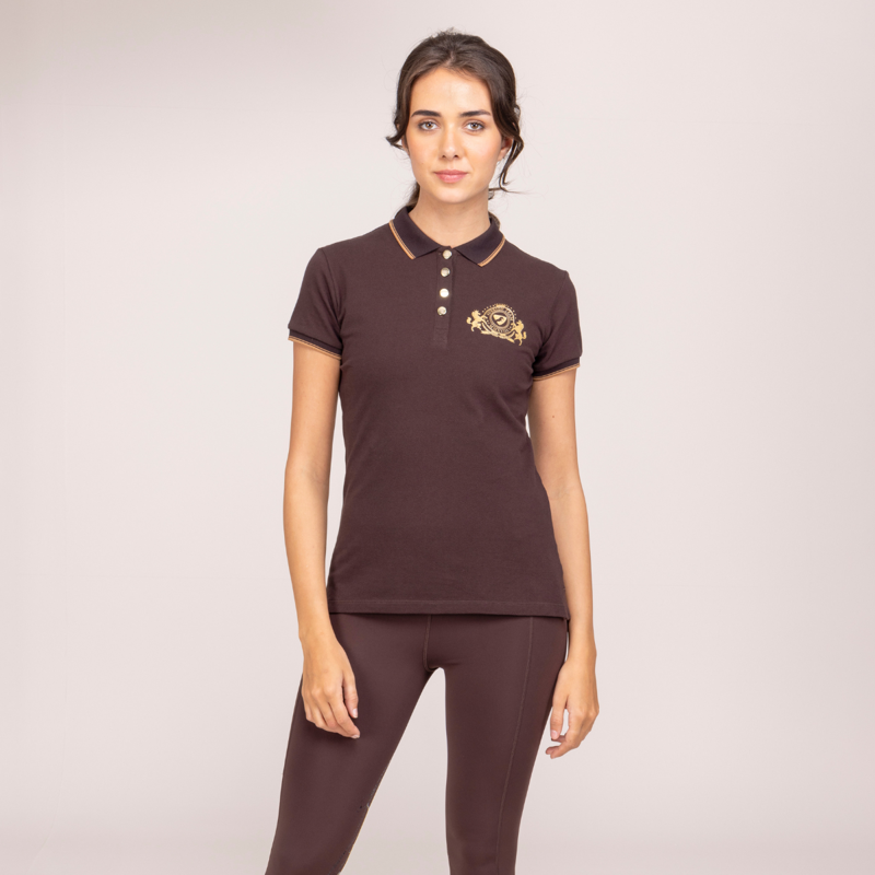 Aubrion Ladies Team Short Sleeve Polo - Umber-2