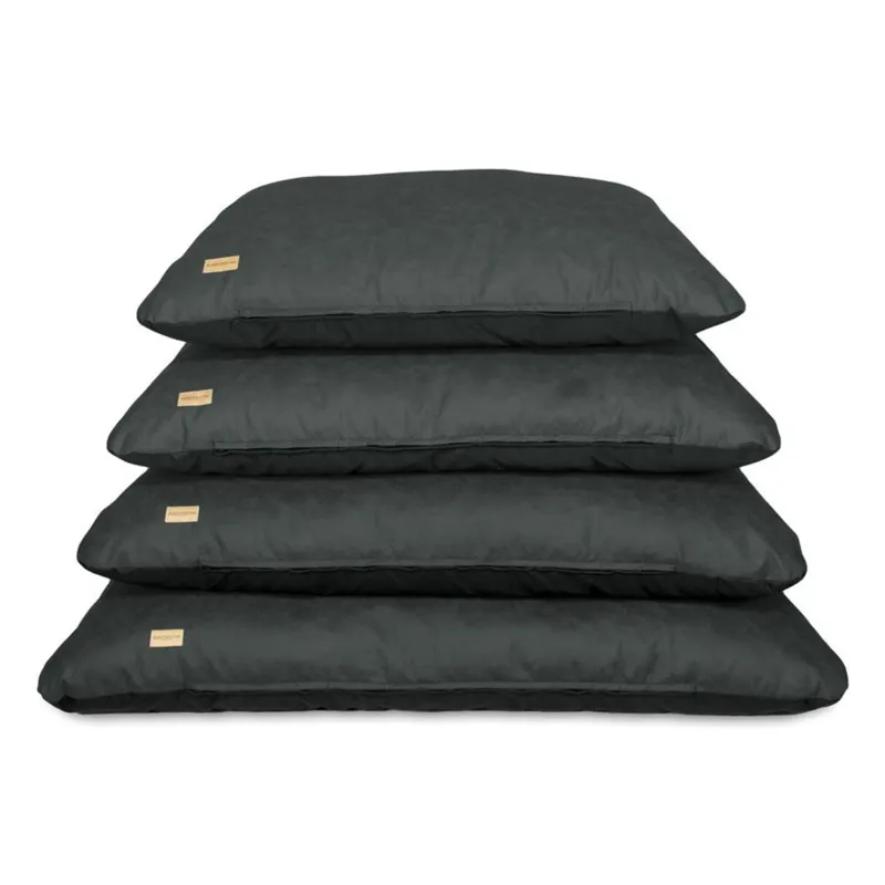 Earthbound Flat Cushion Suede Velour Bed - Green/Black