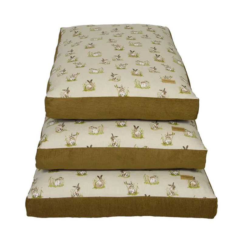 Earthbound Box Cushion Bed - Hare Little Print - Medium