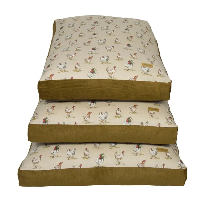 Earthbound Box Cushion Bed - Hen Little Print - Medium