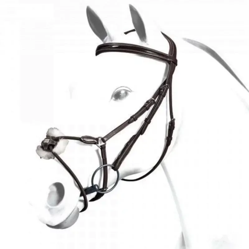 Equipe Patent Elastic Grackle Bridle - Black/Silver