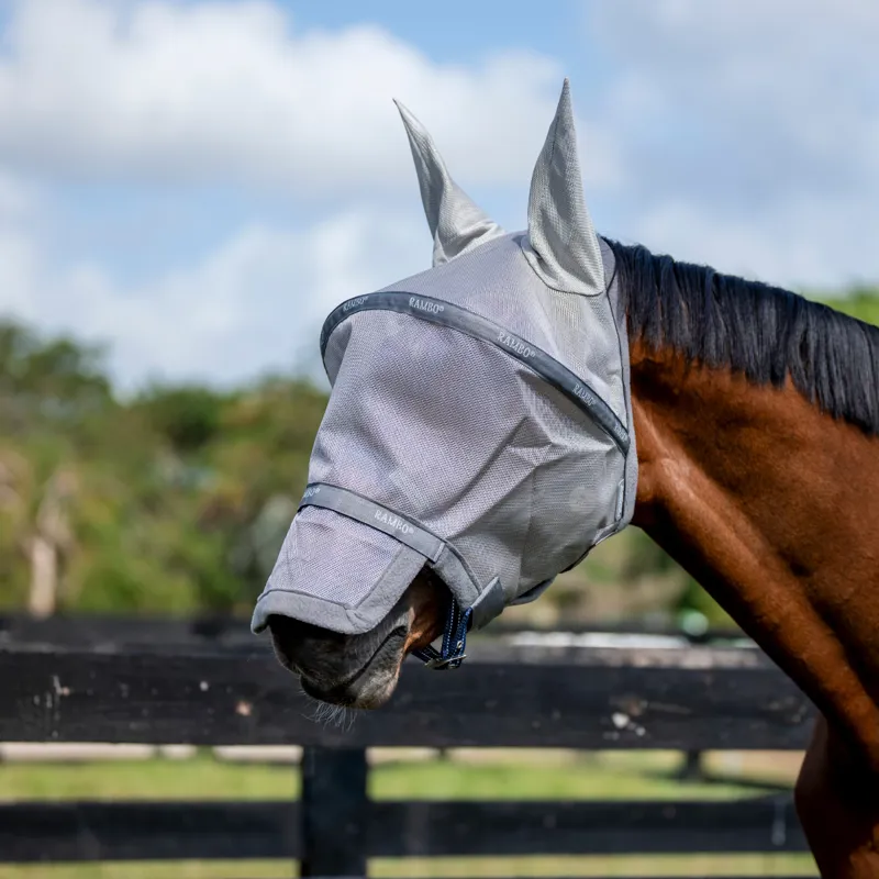 Horseware Rambo Flymask - Silver/Titanium Grey Silver