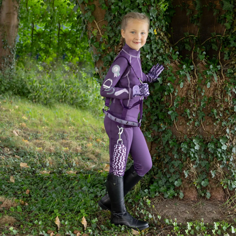 Little Rider Giddy Up Gymkhana Riding Tights - Purple/Lilac-4
