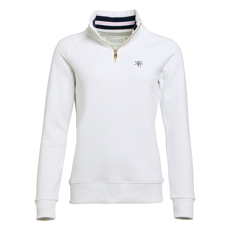 Holland Cooper Burford Quarter Zip Neck Sweat - White-6