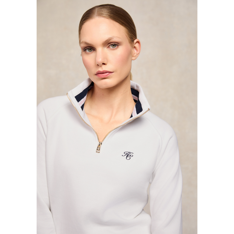 Holland Cooper Burford Quarter Zip Neck Sweat - White-4
