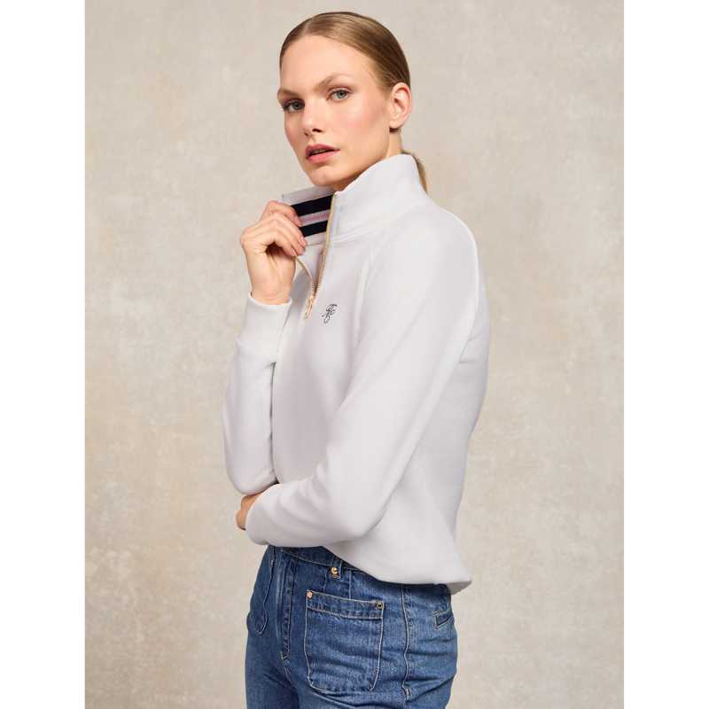 Holland Cooper Burford Quarter Zip Neck Sweat - White-1