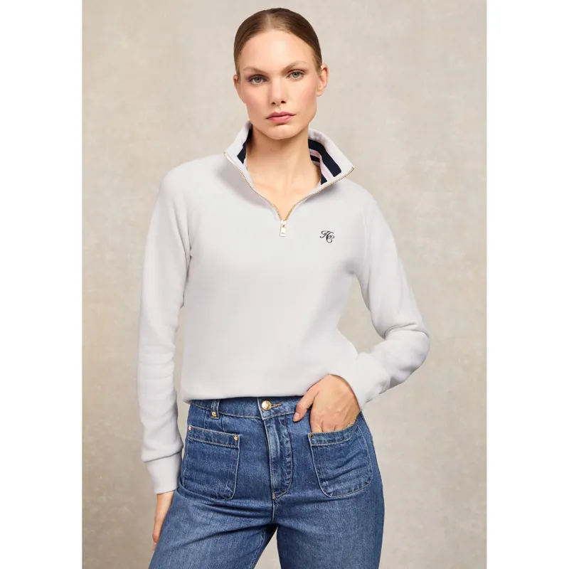Holland Cooper Burford Quarter Zip Neck Sweat - White