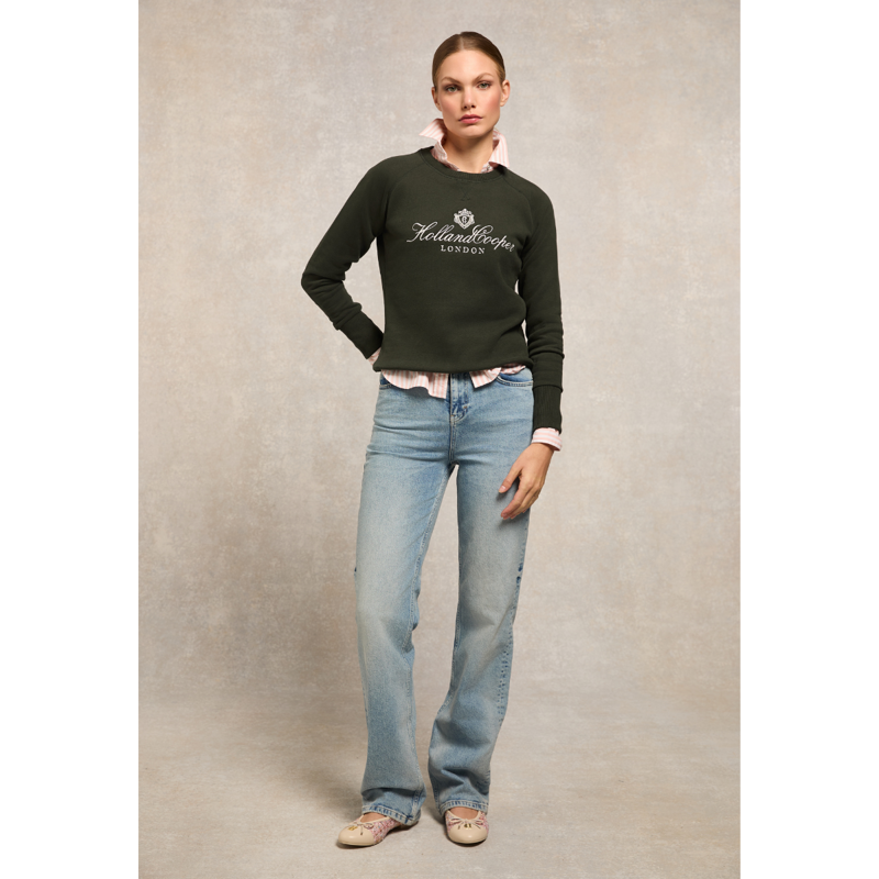 Holland Cooper Script Crew Sweat - Racing Green-3