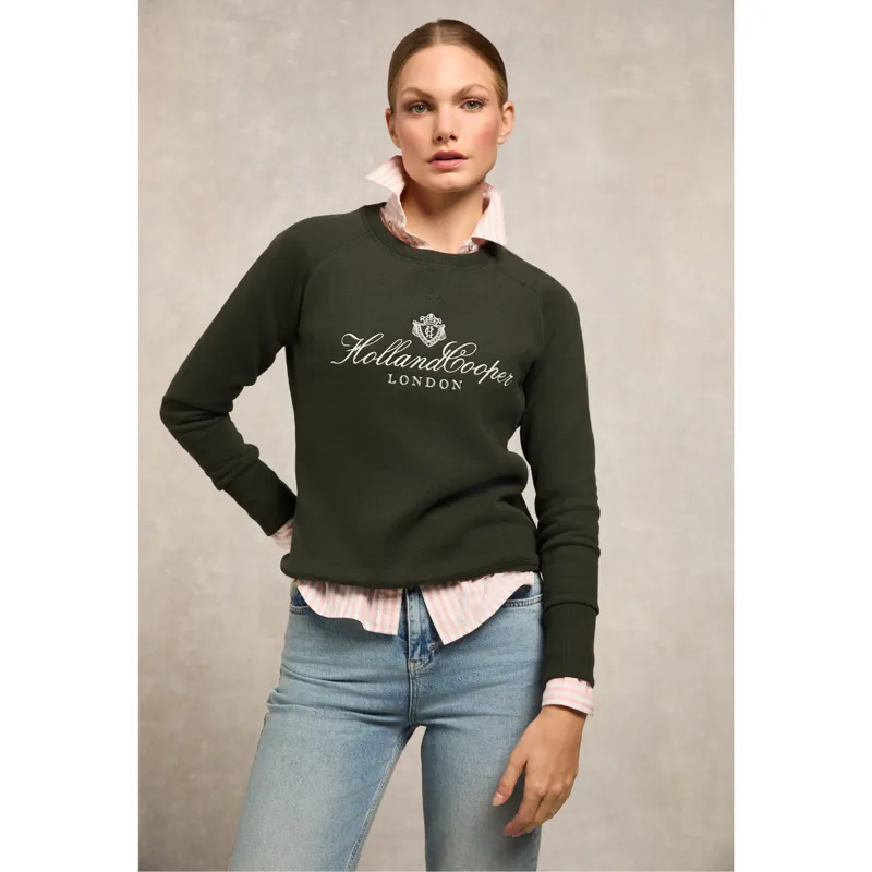 Holland Cooper Script Crew Sweat - Racing Green