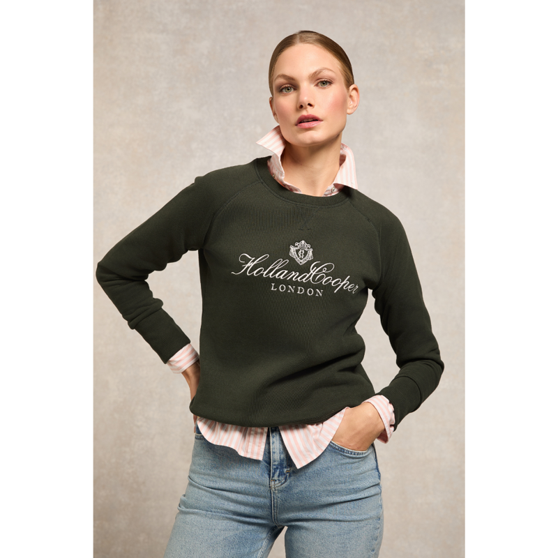 Holland Cooper Script Crew Sweat - Racing Green-1