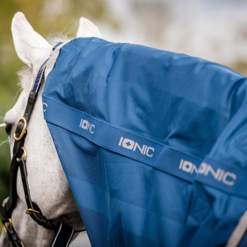 Horseware Ionic Therapy Mesh Cooler Hood - Imperial Blue/Silver Navy-1