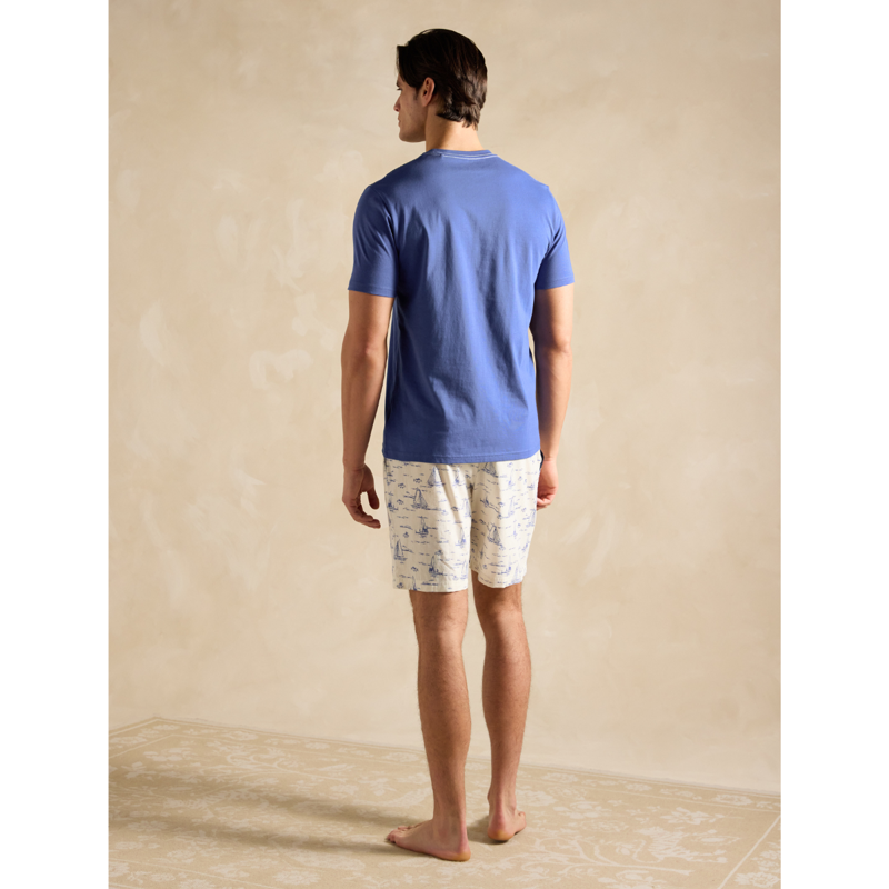 Joules Men's Harford Short Nightwear Set With Packable Travel Bag - Blue-2