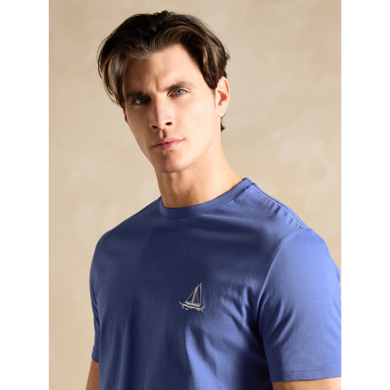 Joules Men's Harford Short Nightwear Set With Packable Travel Bag - Blue-5