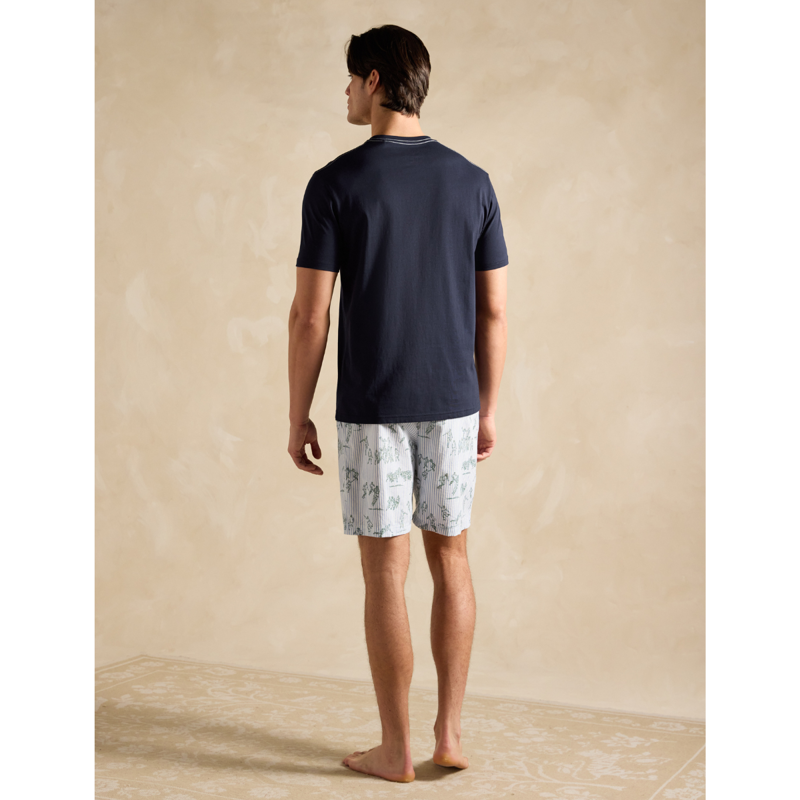 Joules Men's Harford Short Nightwear Set With Packable Travel Bag - Navy-5