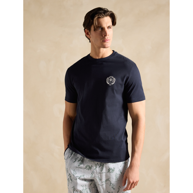 Joules Men's Harford Short Nightwear Set With Packable Travel Bag - Navy-2