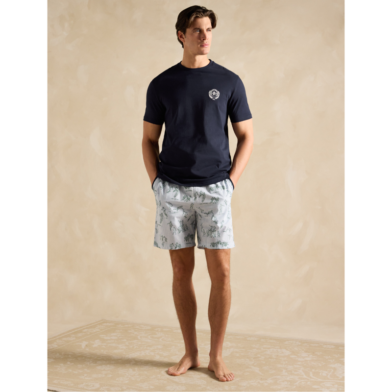 Joules Men's Harford Short Nightwear Set With Packable Travel Bag - Navy-4