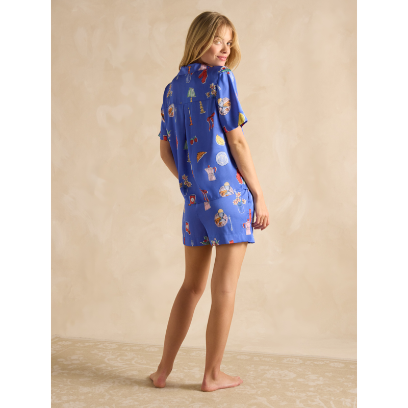 Joules Natalia Satin Short Pyjama Set - Blue-4