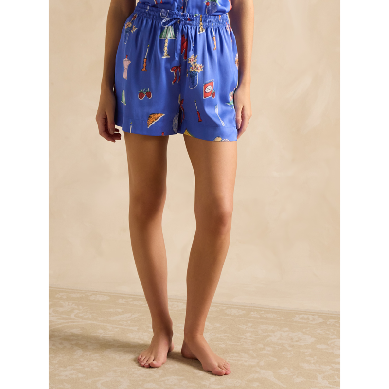 Joules Natalia Satin Short Pyjama Set - Blue-6