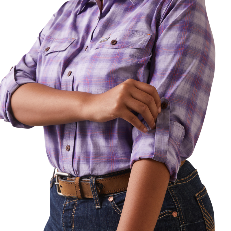 Ariat Women's Rebar Made Tough DuraStretch Work Shirt - Lavendar Plaid-3