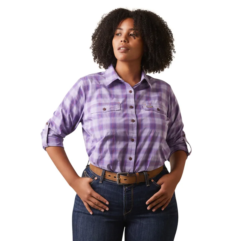 Ariat Women's Rebar Made Tough DuraStretch Work Shirt - Lavendar Plaid