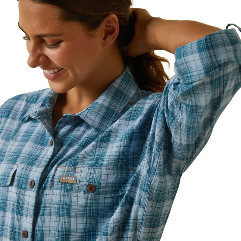 Ariat Women's Rebar Made Tough DuraStretch Work Shirt - Clear Sky Plaid-2