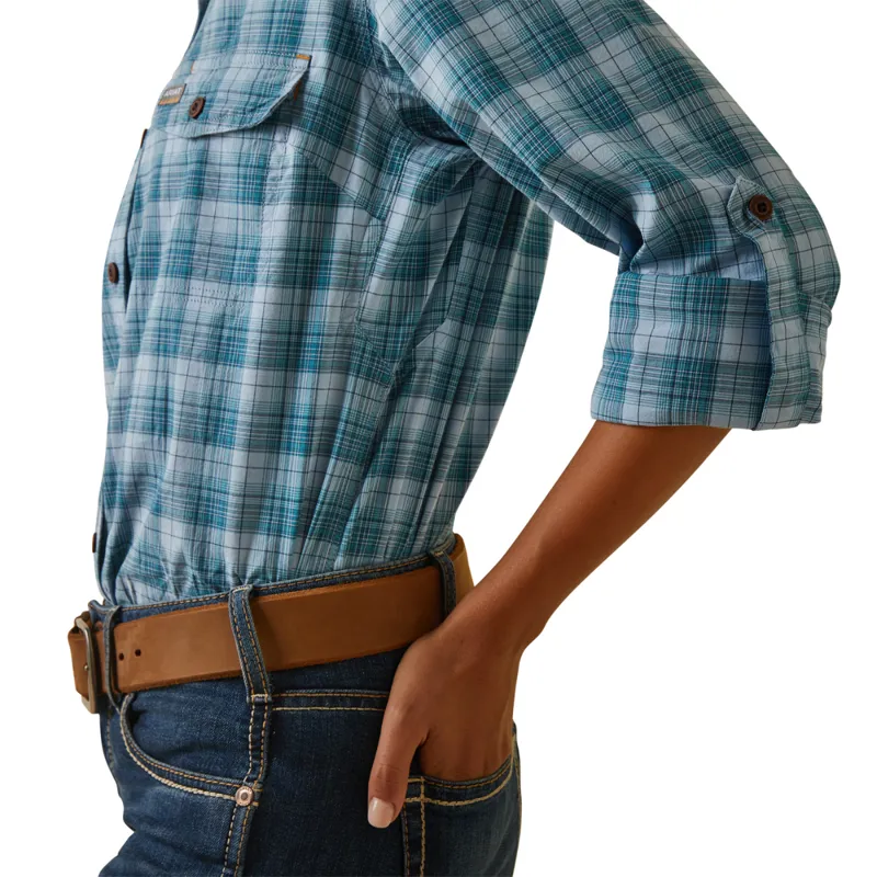 Ariat Women's Rebar Made Tough DuraStretch Work Shirt - Clear Sky Plaid-4