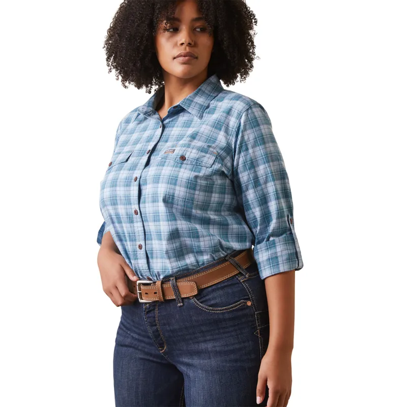 Ariat Women's Rebar Made Tough DuraStretch Work Shirt - Clear Sky Plaid