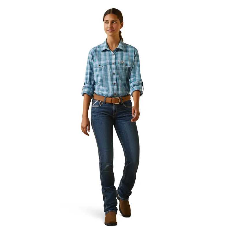 Ariat Women's Rebar Made Tough DuraStretch Work Shirt - Clear Sky Plaid-5