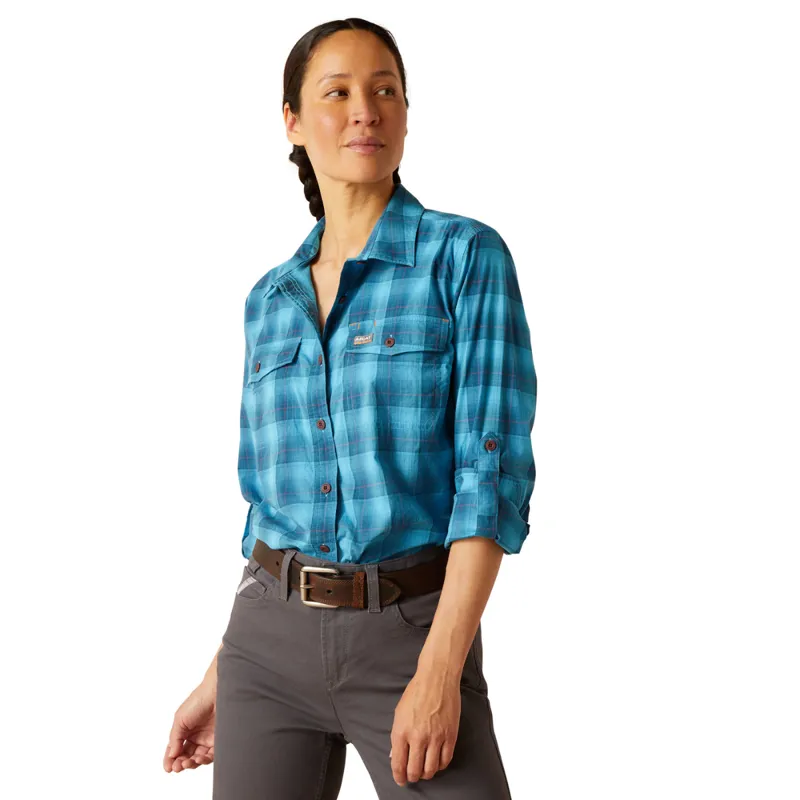 Ariat Women's Rebar Made Tough DuraStretch Work Shirt - Prominent Blue Plaid