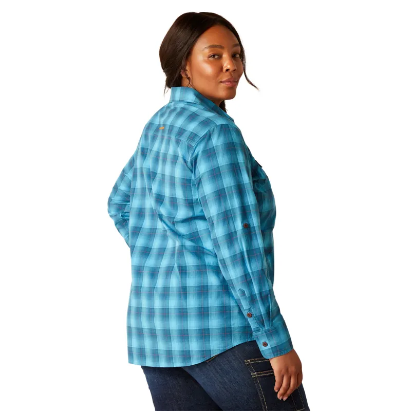 Ariat Women's Rebar Made Tough DuraStretch Work Shirt - Prominent Blue Plaid-1