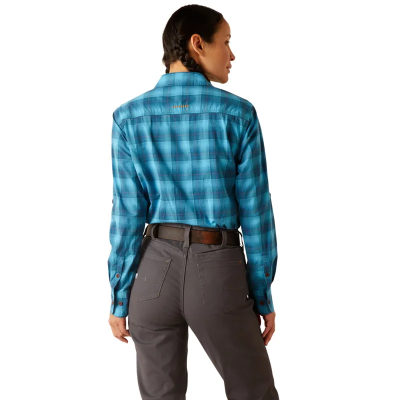 Ariat Women's Rebar Made Tough DuraStretch Work Shirt - Prominent Blue Plaid-2