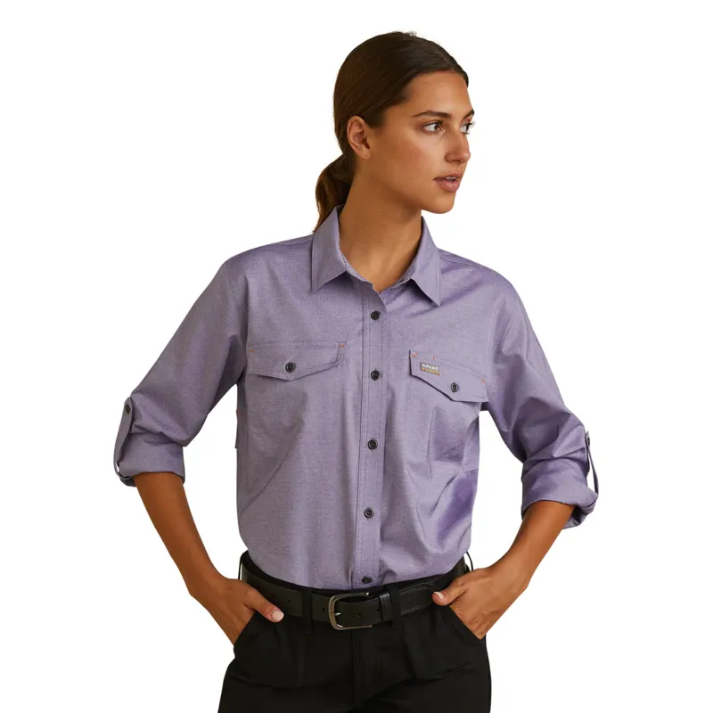 Ariat Women's Rebar Made Tough VentTEK DuraStretch Work Shirt - Corsican Blue Heather