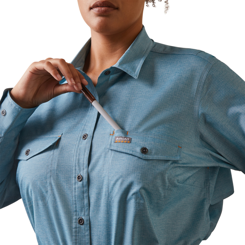 Ariat Women's Rebar Made Tough VentTEK DuraStretch Work Shirt - Larkspur Heather-4