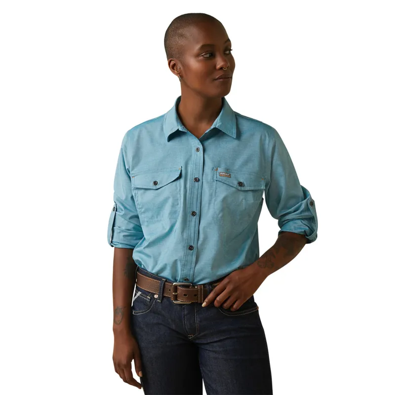 Ariat Women's Rebar Made Tough VentTEK DuraStretch Work Shirt - Larkspur Heather-2