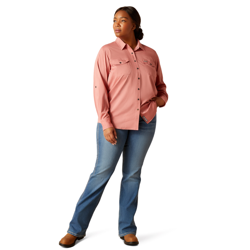 Ariat Women's Rebar Made Tough VentTEK DuraStretch Work Shirt - Jester Red Heather-6