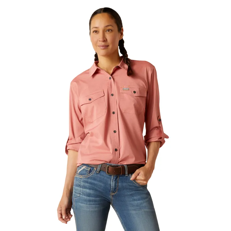 Ariat Women's Rebar Made Tough VentTEK DuraStretch Work Shirt - Jester Red Heather-2