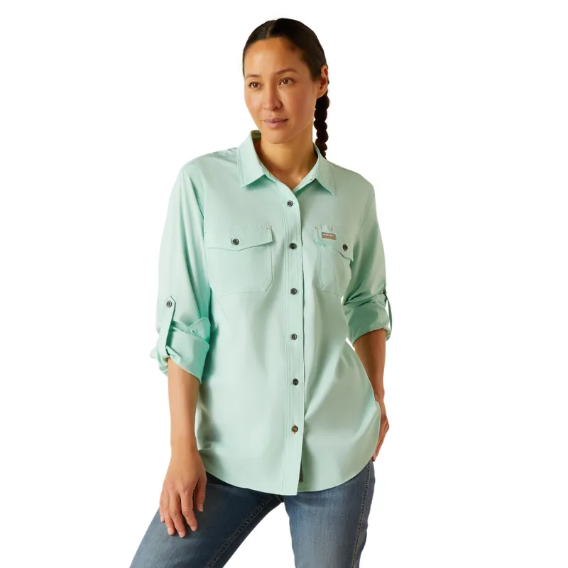 Ariat Women's Rebar Made Tough VentTEK DuraStretch Work Shirt - Pool Blue Heather