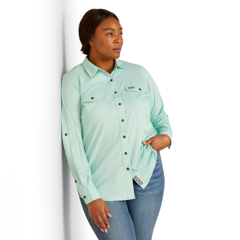 Ariat Women's Rebar Made Tough VentTEK DuraStretch Work Shirt - Pool Blue Heather-3