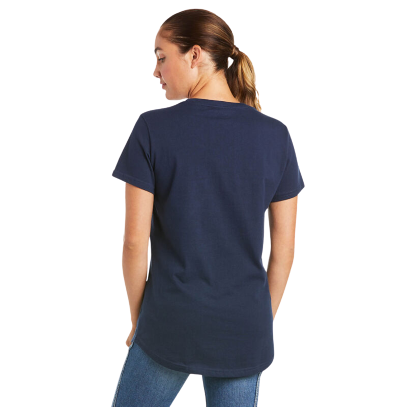 Ariat Women's Rebar Cotton Strong V-Neck Top - Navy-1