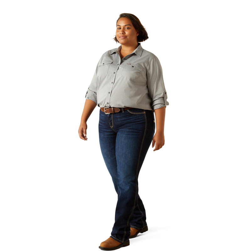 Ariat Women's Rebar Made Tough VentTEK DuraStretch Work Shirt - Charcoal Heather-8