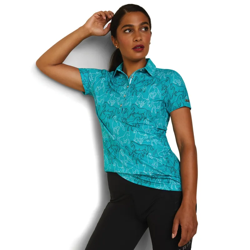 Ariat Women's Motif Polo - Viridian Green Mirror Print
