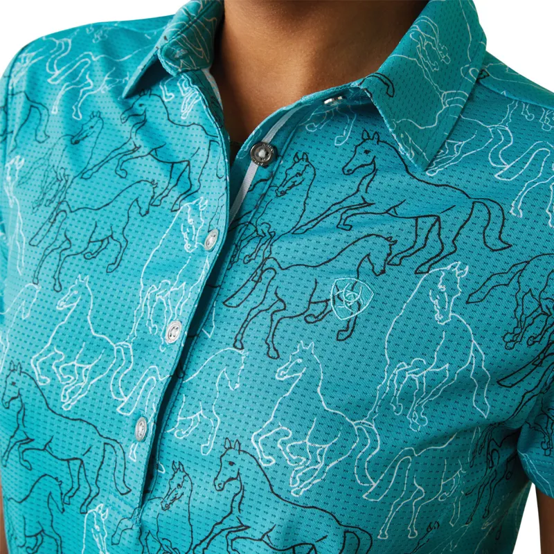 Ariat Women's Motif Polo - Viridian Green Mirror Print-4