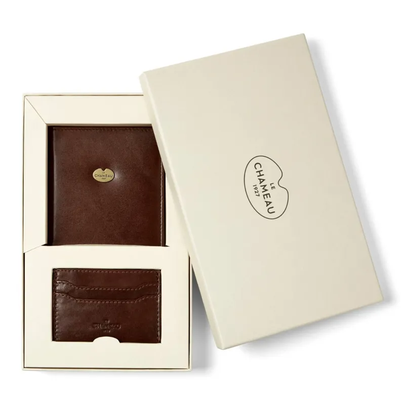 Le Chameau License Wallet and Card Wallet Gift Set - Marron Foncé