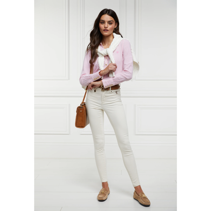 Holland Cooper Classic V-Neck Blouse - Pink Stripe-4