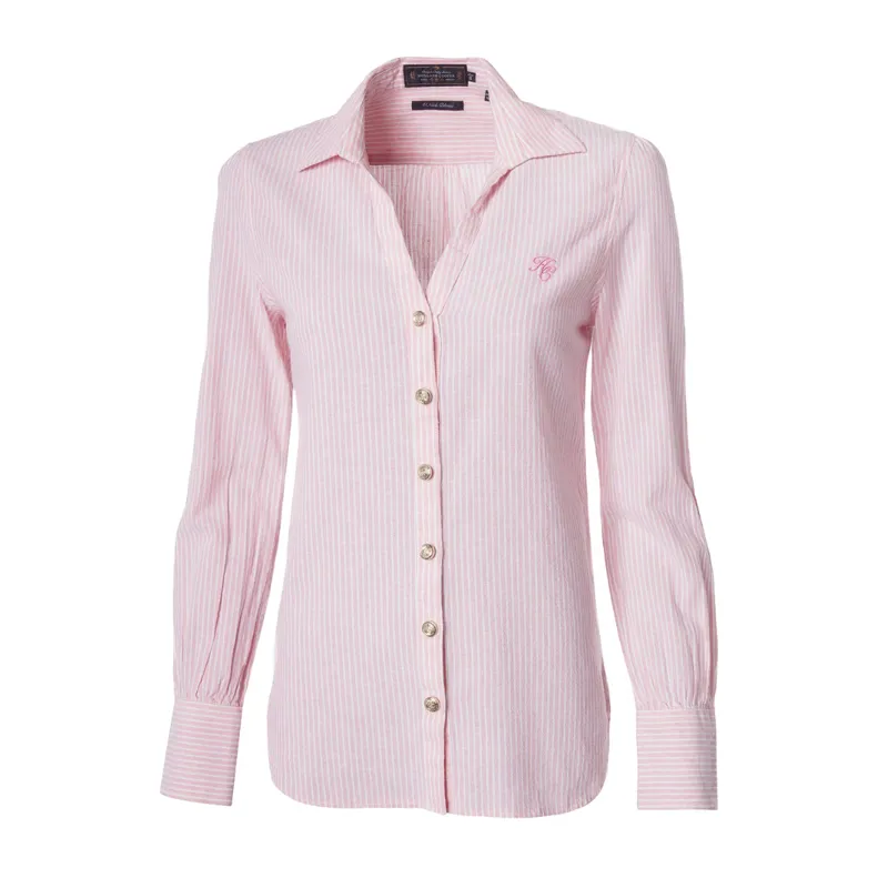 Holland Cooper Classic V-Neck Blouse - Pink Stripe-6