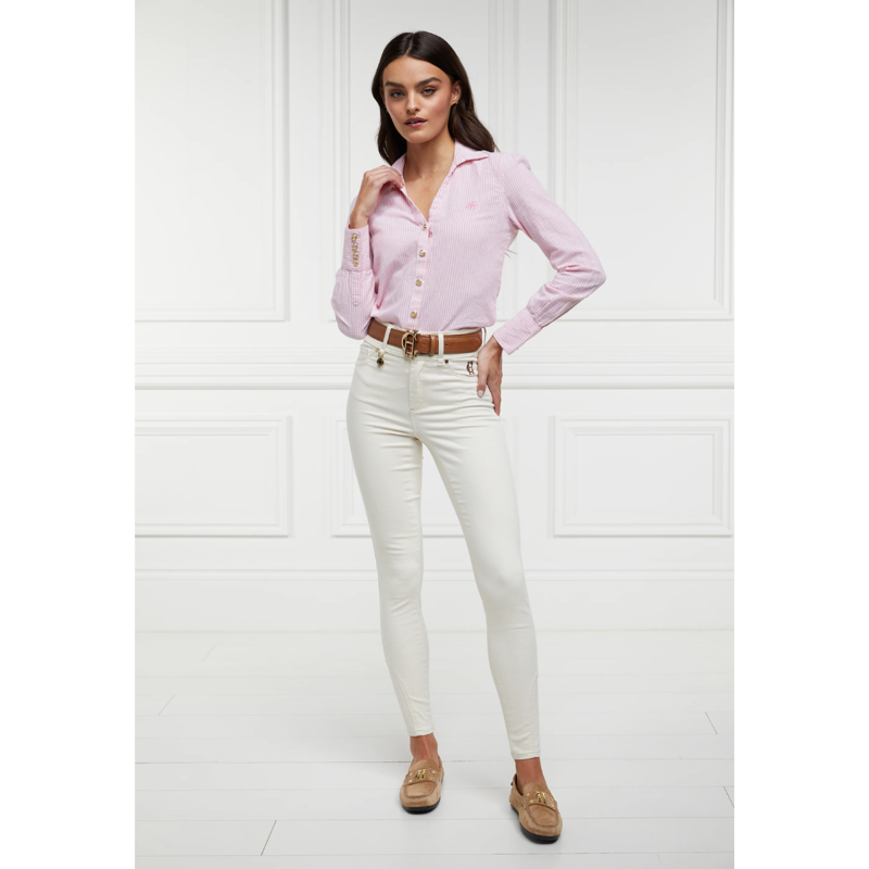 Holland Cooper Classic V-Neck Blouse - Pink Stripe-3